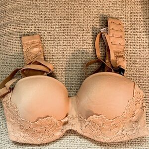 NEW never used Body by Victoria Lined Strapless 34A lace tan bra